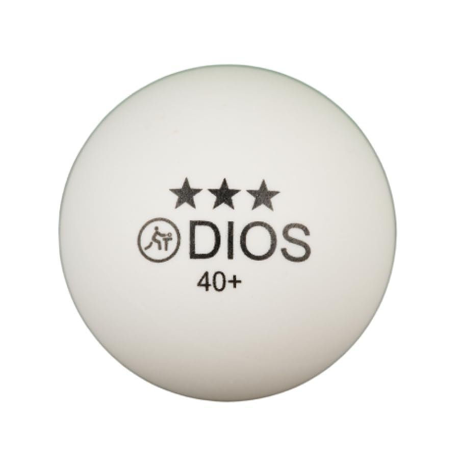 Dios 3 Star Table Tennis Balls | 40+ MM ABS | White | Pack of 6