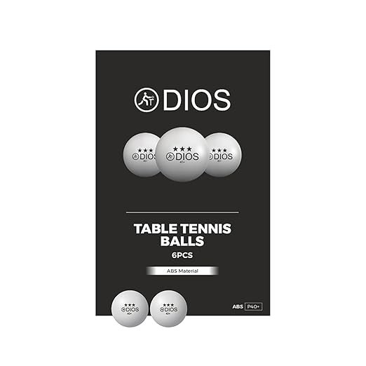 Dios 40+ 3 Star Table Tennis Balls | High-Performance ABS Balls for Professional Match & Training | Seamless Durable TT Balls | White | Pack of 6