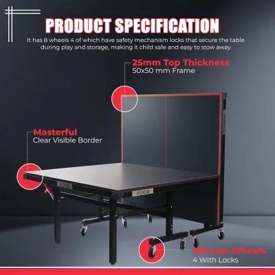 DIOS Table Tennis Table | TTFI Approved Tournament-Grade Ping Pong Table | 25MM Foldable Indoor TT Board with Playback Mode | Quick Assembly - image 3
