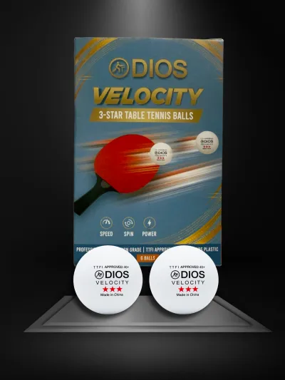 Dios Velocity 3 Star Table Tennis Balls | TTFI Approved | 40+ MM ABS | White | Pack of 6 - image 4
