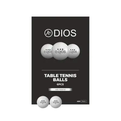 Dios 3 Star Table Tennis Balls | 40+ MM ABS | White | Pack of 6 - image 2