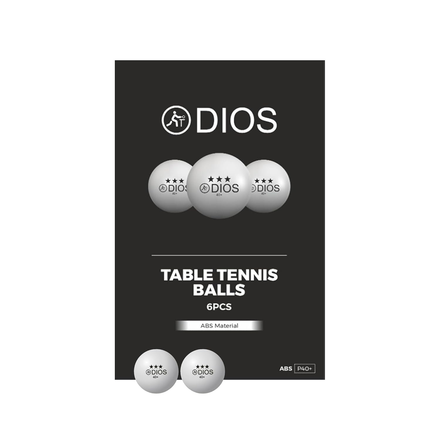 Dios 3 Star Table Tennis Balls | 40+ MM ABS | White | Pack of 6 - image 2