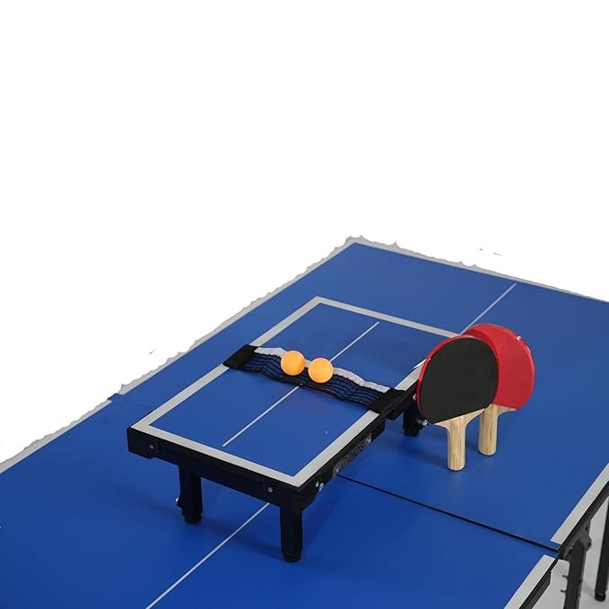 Dios Super Mini Table Tennis Table | Portable Foldable Ping Pong Table with Net | Includes 2 TT Rackets & 2 Balls | Compact Indoor Game Table for Kids, Adults & Family Fun (Super Mini Blue) - image 2