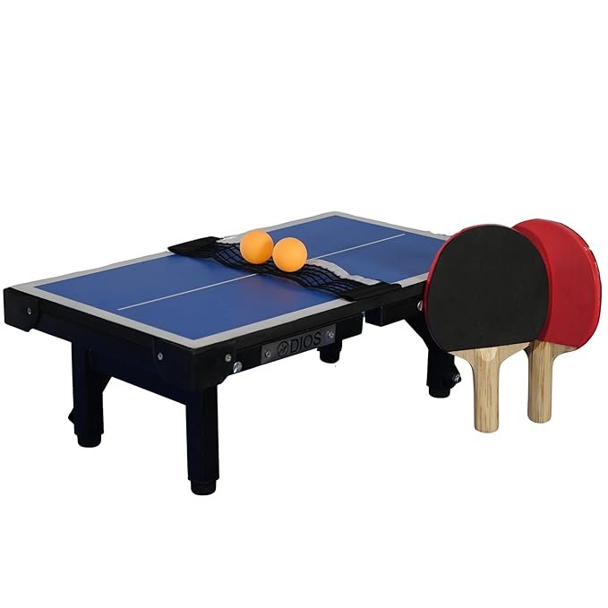 Dios Super Mini Table Tennis Table | Portable Foldable Ping Pong Table with Net | Includes 2 TT Rackets & 2 Balls | Compact Indoor Game Table for Kids, Adults & Family Fun (Super Mini Blue) - image 3