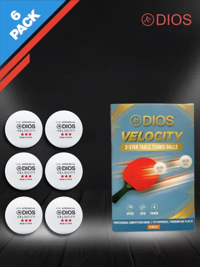 Dios Velocity 3 Star Table Tennis Balls | TTFI Approved | 40+ MM ABS | White | Pack of 6 - image 2