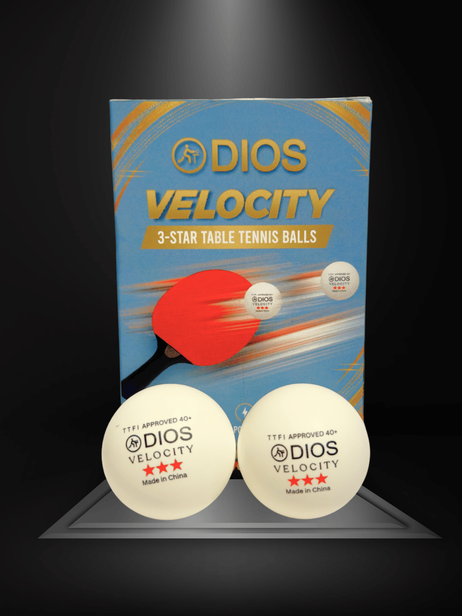 Dios Velocity 3 Star Table Tennis Balls | TTFI Approved | 40+ MM ABS | White | Pack of 6 - image 4