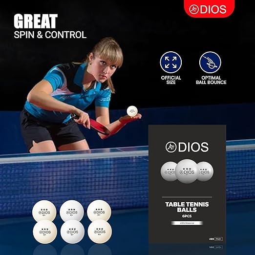 Dios 40+ 3 Star Table Tennis Balls | High-Performance ABS Balls for Professional Match & Training | Seamless Durable TT Balls | White | Pack of 6 - image 5