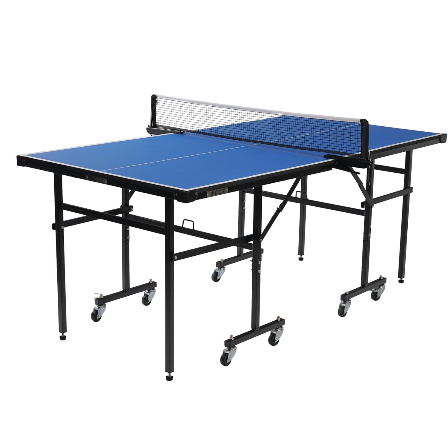 Dios Mini Wood Table Tennis Table (6x3 ft) with Wheels | Laminated 15 mm Top | Foldable Indoor TT Table | Incl. 2 TT Rackets & Balls | For Home, Office, Club
