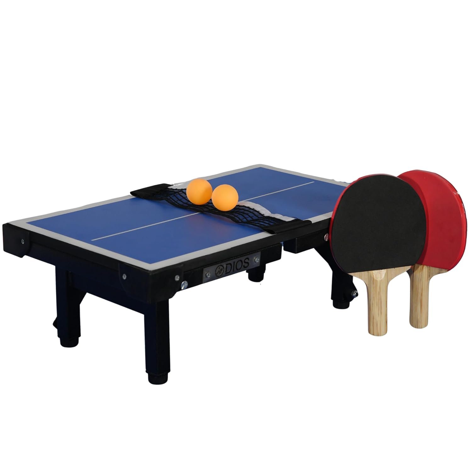 Dios Super Mini Table Tennis Table | Portable Foldable Ping Pong Table with Net | Includes 2 TT Rackets & 2 Balls | Compact Indoor Game Table for Kids, Adults & Family Fun (Super Mini Blue)